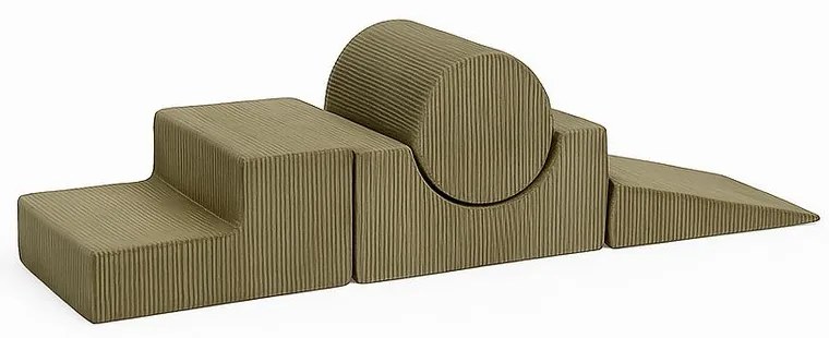 Sztruksowy piankowy plac zabaw 4 szt. w kolorze khaki wysokość 30 cm 45x170 cm Montessori – Meowbaby