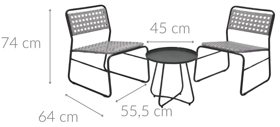 Zestaw metalowych mebli ogrodowych, RATTAN