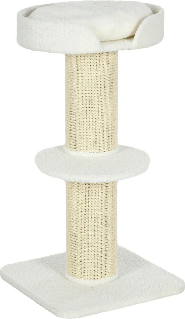PawHut Drapak dla kota 91 cm z lektrą i platformą, lama kremowa