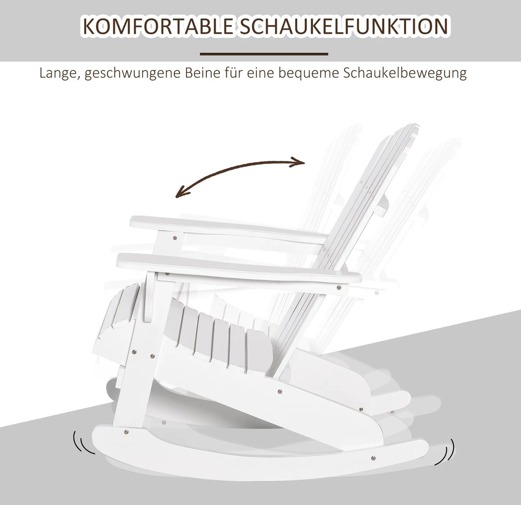 Outsunny krzesło ogrodowe Adirondack, białe, 77 x 94 x 97 cm