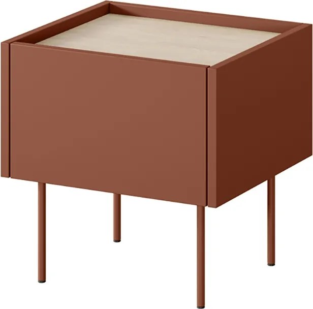 Szafka nocna Desin z szufladą 45 cm - ceramic red / dąb nagano