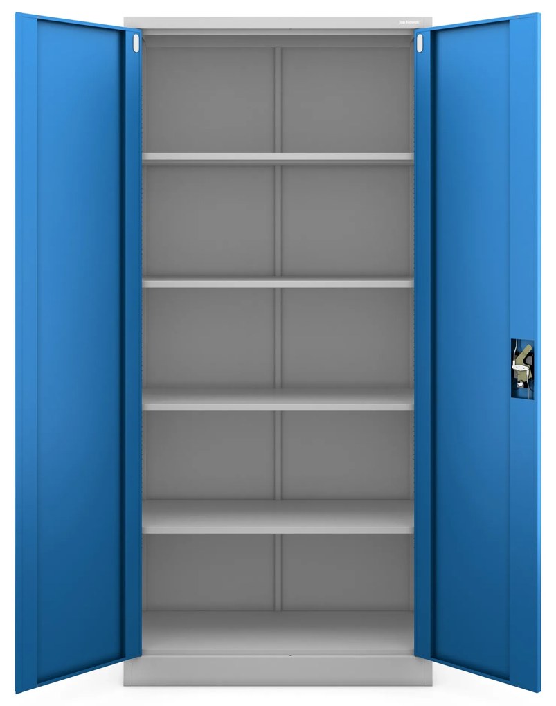 Szafa na dokumenty biurowa metalowa szaro-niebieska: JAN H, 900 x 1950 x 400 mm