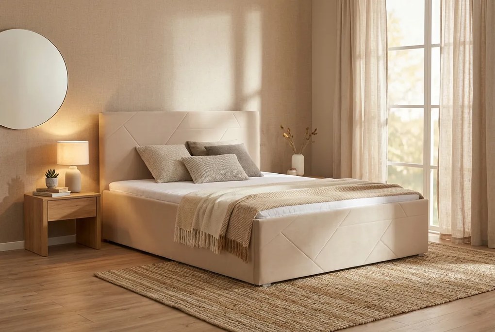 Łóżko TONY 140x200 cm Beżowy Bez materaca