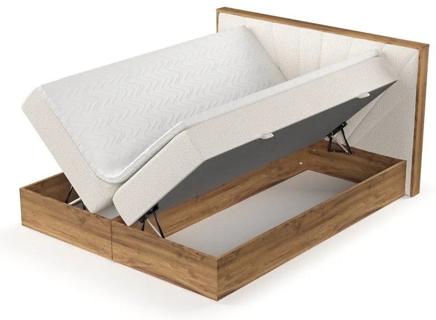 Kremowo-naturalne łóżko boxspring ze schowkiem 140x200 cm Asahi – Maison de Rêve