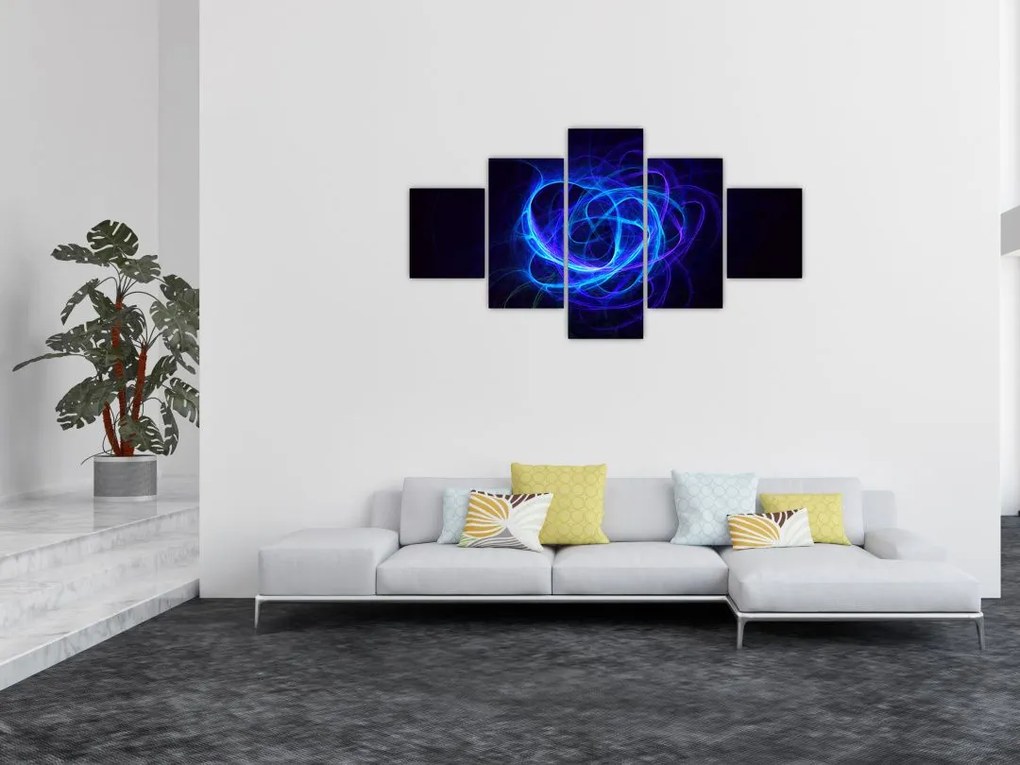 Obraz niebieskiej abstrakcyjnej piłki (125x70 cm)