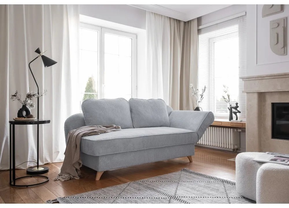 Jasnoszary sztruksowy szezlong (prawostronny) Chic Charlotte – Miuform