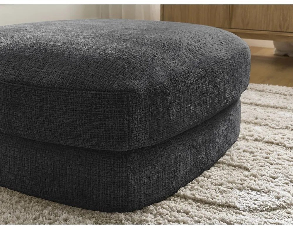 Czarny podnóżek z tkaniny szenilowej Leonore – Bobochic Paris