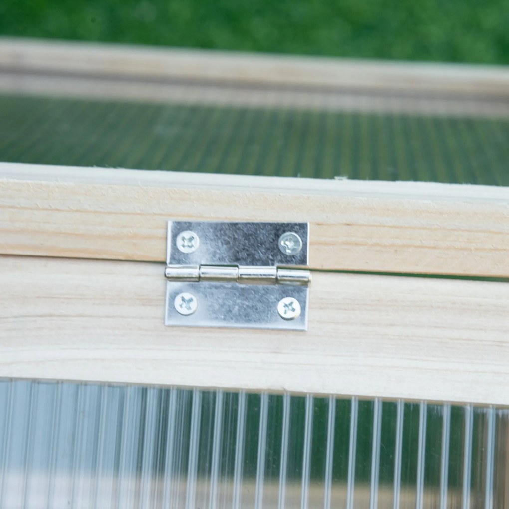 Outsunny Mini-Szklarnia, Kompaktowy Dom dla Roślin z Drewna, Polikarbonatowe Płyty, Otwór Wentylacyjny, 90Dł x 52Sz x 49,5W cm, Natur