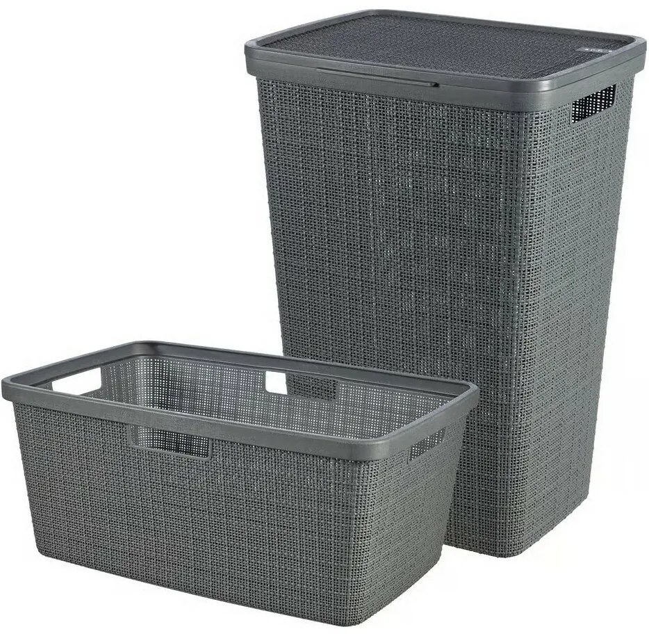 Curver Kosz na brudną bieliznę Jute 58 l, ciemnoszary