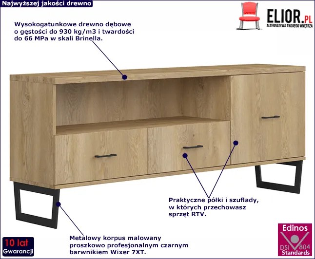 Dębowy stolik RTV P5-E02