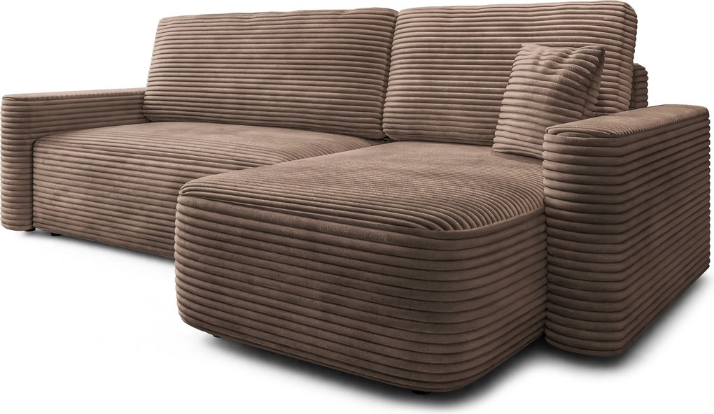 Masseno Narożnik NERI z funkcją spania i pojemnikiem na pościel Narozniki L, Rozkładana sofa - Beżowy, TILIA 17