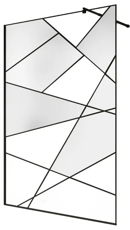 Ścianka prysznicowa z sitodrukiem do kabiny walk-in - Czarny mat - 140 x 200 cm - TRISEO