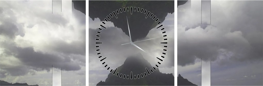 Obraz - Góry na Islandii, geometryczny kolaż (z zegarem) (90x30 cm)