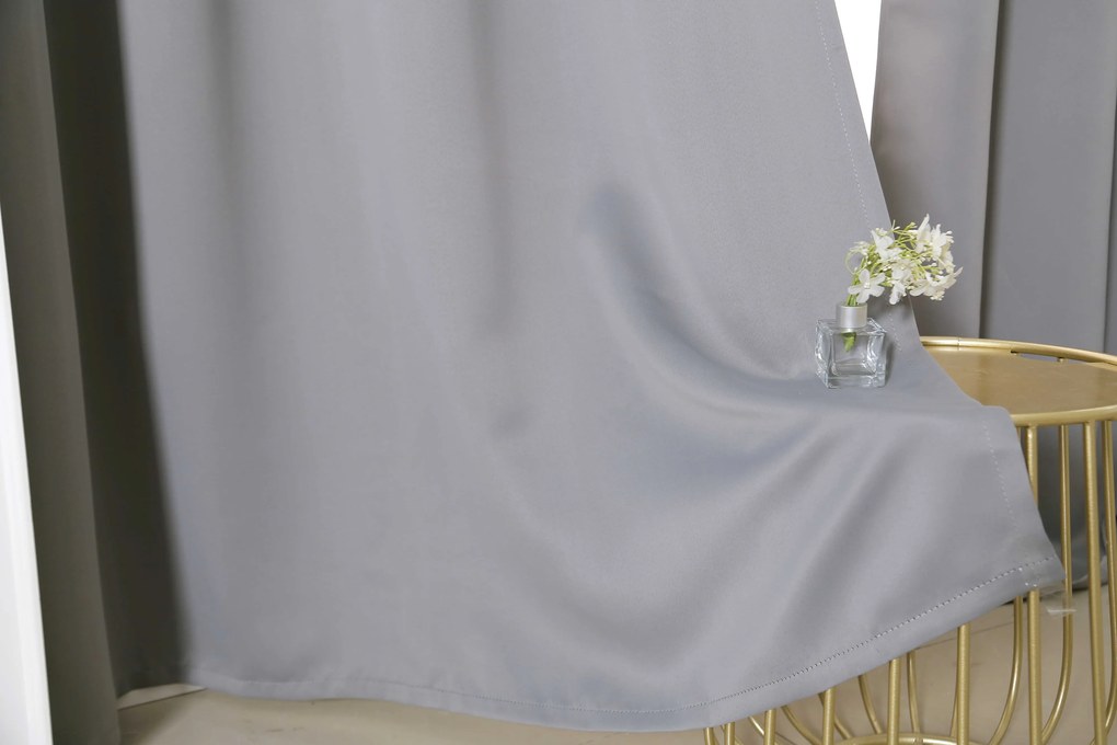 Szara zasłona OXFORD 140x270 cm Zawieszanie: Taśma z wiązaniami