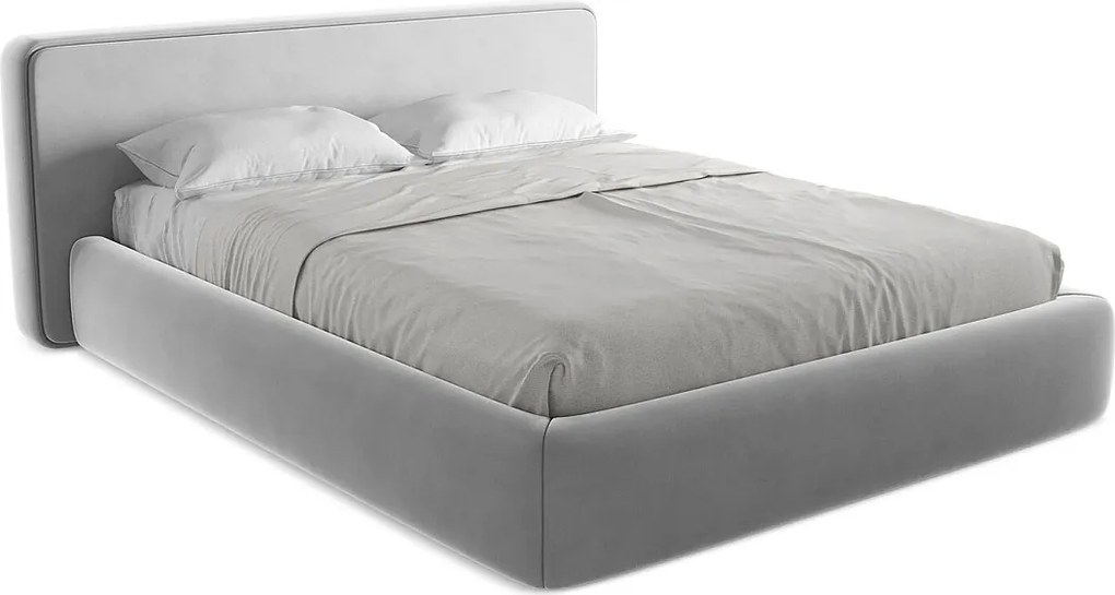 Łóżko 200 x 225 - z weluru - szary - KIANA