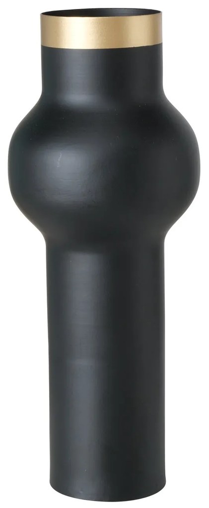 Wazon czarny VARNJO ze złotym zdobieniem, 30 cm