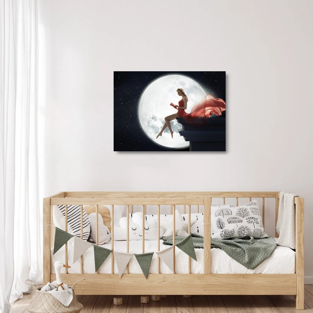 Obraz na szkle - Kobieta w świetle księżyca (70x50 cm)