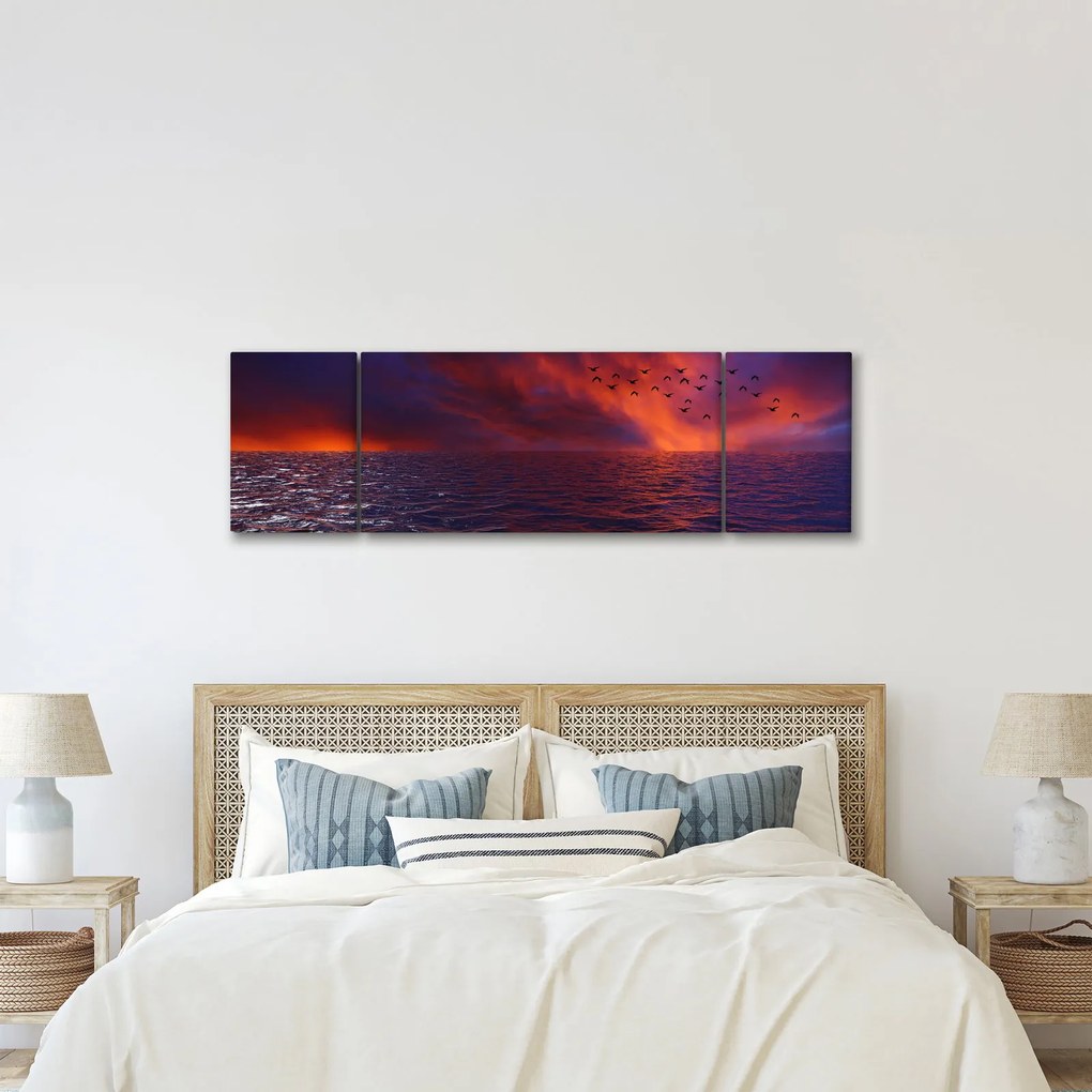 Obraz morza z ptakami (170x50 cm)