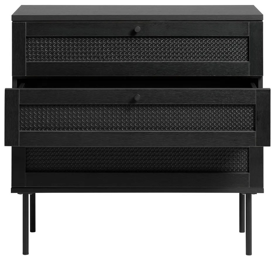 Czarna niska komoda w dekorze dębu 80x75 cm Pensacola – Unique Furniture