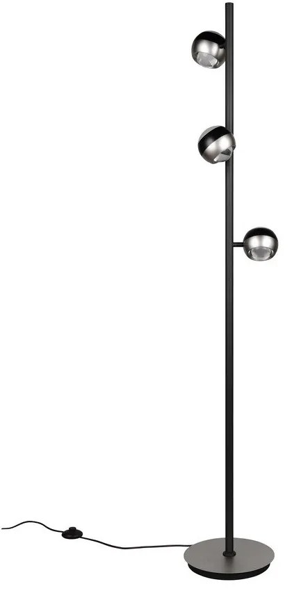 Czarna/w kolorze srebra lampa stojąca LED (wysokość 150 cm) Orbit – Trio Select