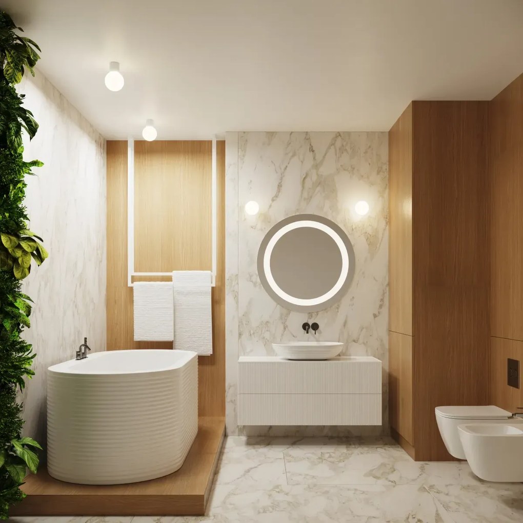 Kinkiet HALO biały IP44 ryflowany SOLLUX  LIGHTING