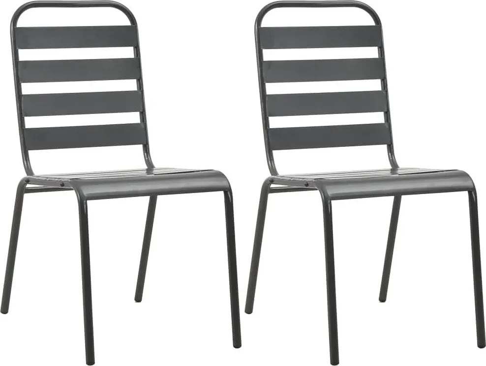 Zestaw szarych metalowych krzeseł ogrodowych K2-D58