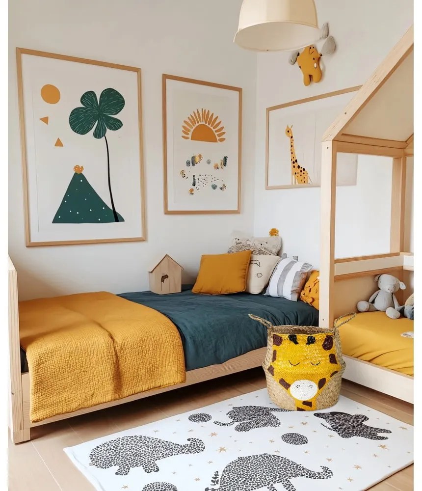 Żółto-naturalny dziecięcy kosz na zabawki z trawy morskiej ø 30x28 cm Giraffe – Compactor