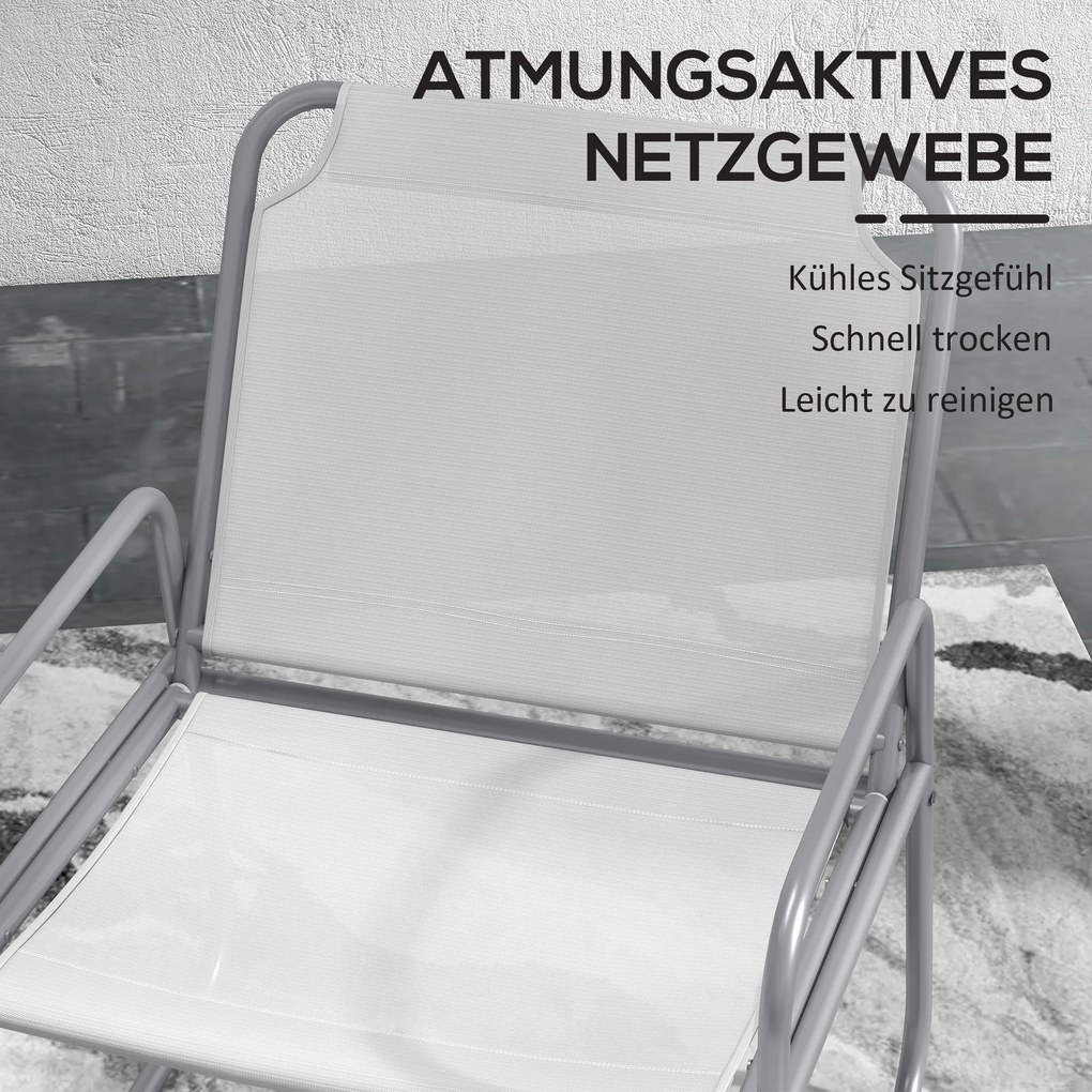 Outsunny Zestaw mebli ogrodowych 3-elementowy, 2 krzesła z oddychającą tkaniną, 1 okrągły stolik Ø60 cm, jasnoszary