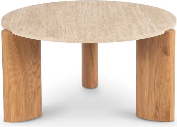 Stolik Kawowy TRAVERTINO MAX 80 cm Trawertyn/Dąb Nowoczesny