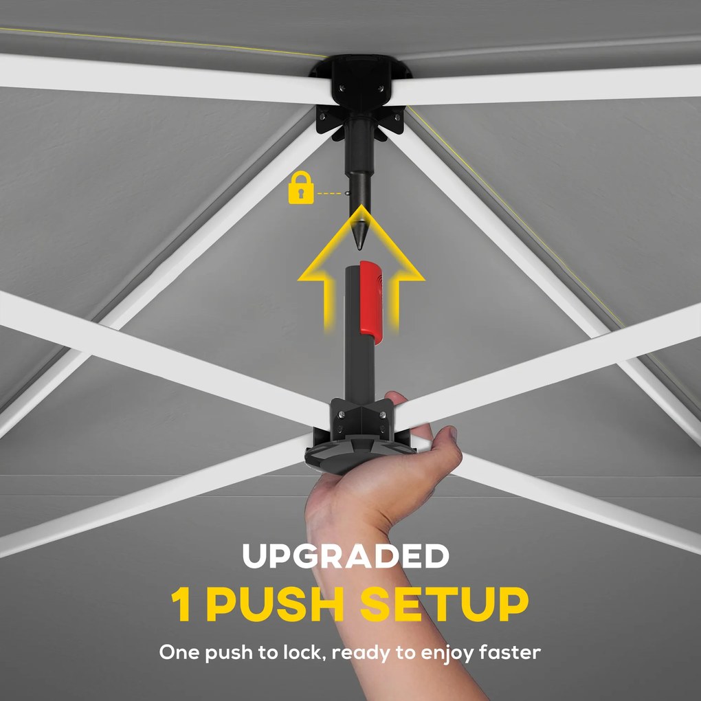 Outsunny Pawilon 3x3m Wodoodporny Stabilny Zimoodporny Pop-up Składany Pawilon, Jednoprzyciskowy Montaż, UV 50+ Ciemnoszary | Aosom PL