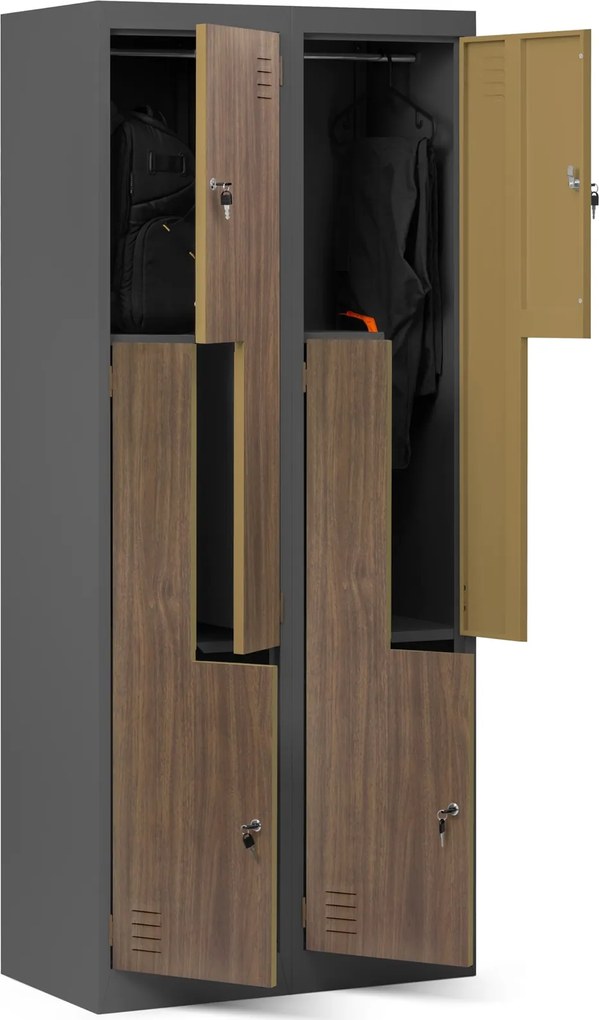 Szafa socjalna czterokomorowa Eco Design Julia 80x45x185 cm antracyt/orzech