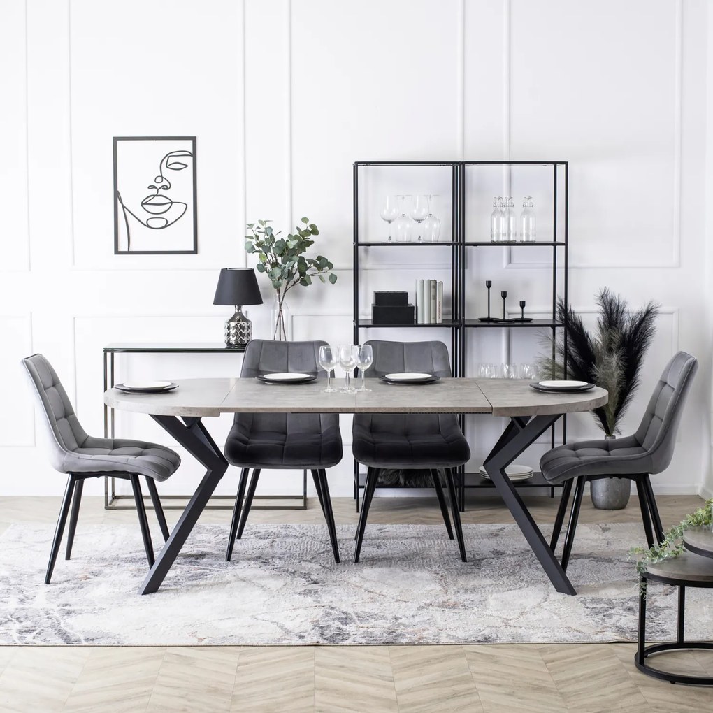 Stół Okrągły Rozkładany LUKAS 100-250 cm Beton Nowoczesny Loft
