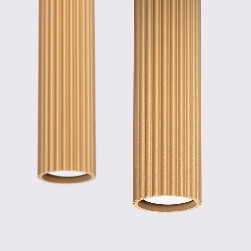 Lampa wisząca KARBON 2 złota ryflowana SOLLUX  LIGHTING