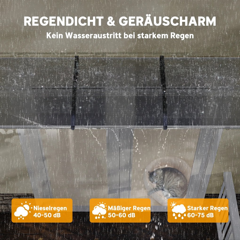 Outsunny Osłona przeciwsłoneczna i przeciwdeszczowa z uchwytem ściennym 295x90cm Elegancka biel | Aosom PL