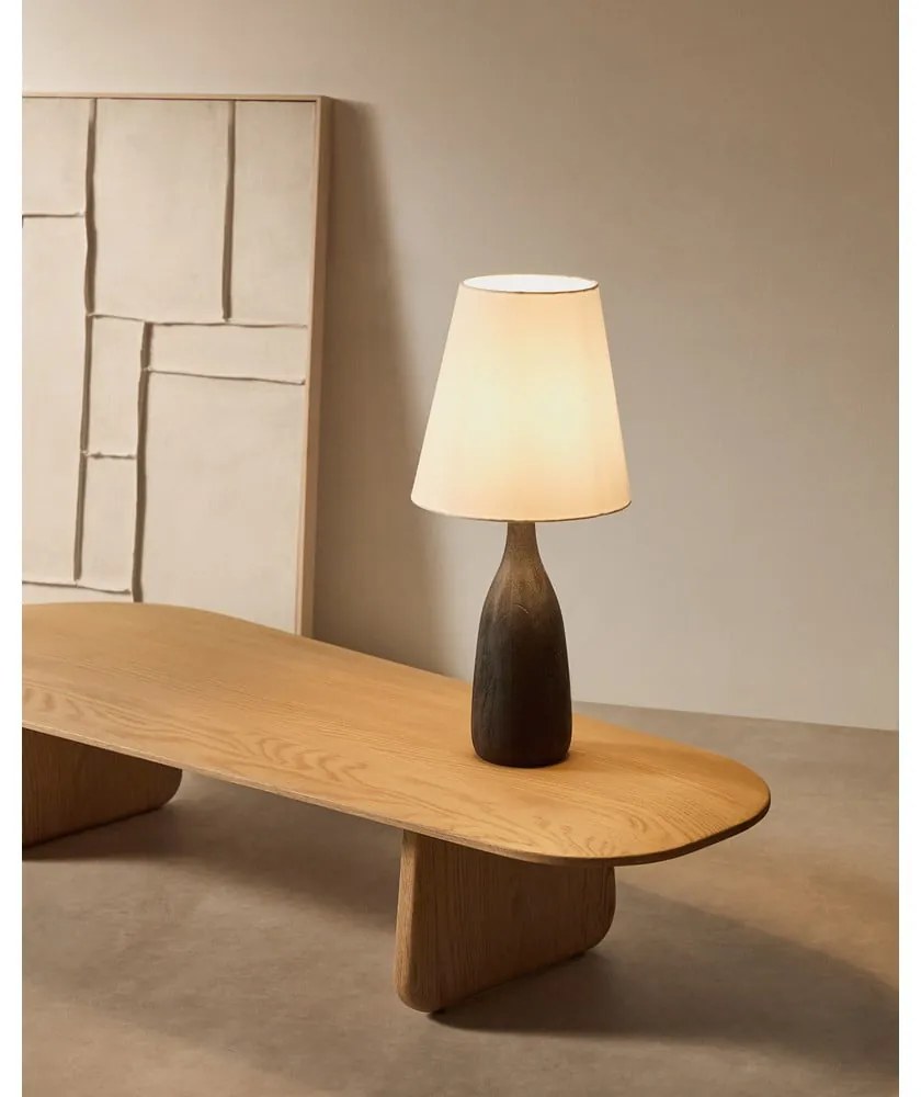 Czarna/kremowa lampa stołowa z tekstylnym kloszem (wysokość 56 cm) Luvia – Kave Home