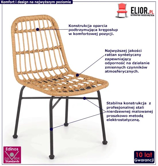 Rattanowe krzesło ogrodowe boho C6-M95