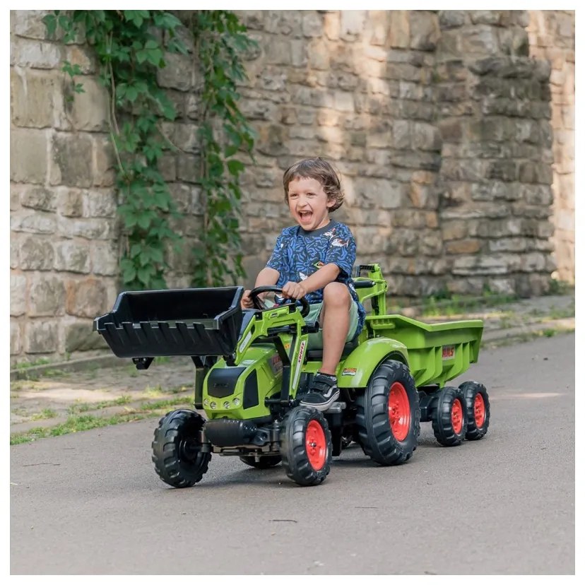 Falk traktor claas avec zielony na pedały z przyczepką od 3 lat