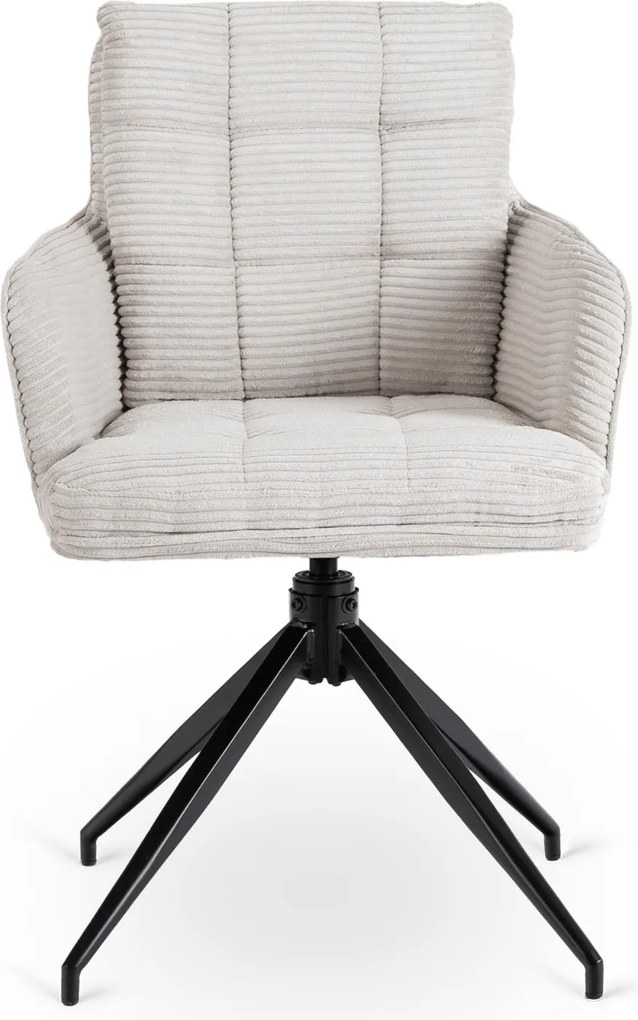 Krzesło Tapicerowane Obrotowe do Salonu AKITA Szare Sztruksowe Nowoczesne