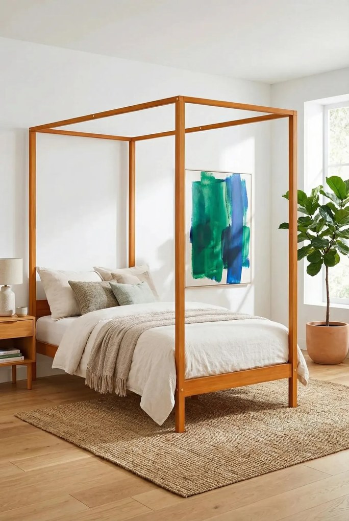 Miodowo brązowe pojedyncze łóżko 100x200cm R4-E06