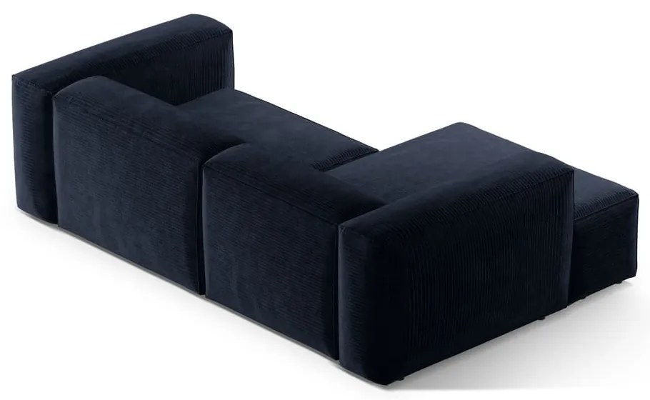Ciemnoniebieski sztruksowy narożnik (lewostronny/z szezlongiem) Bergamo – Cosmopolitan Design