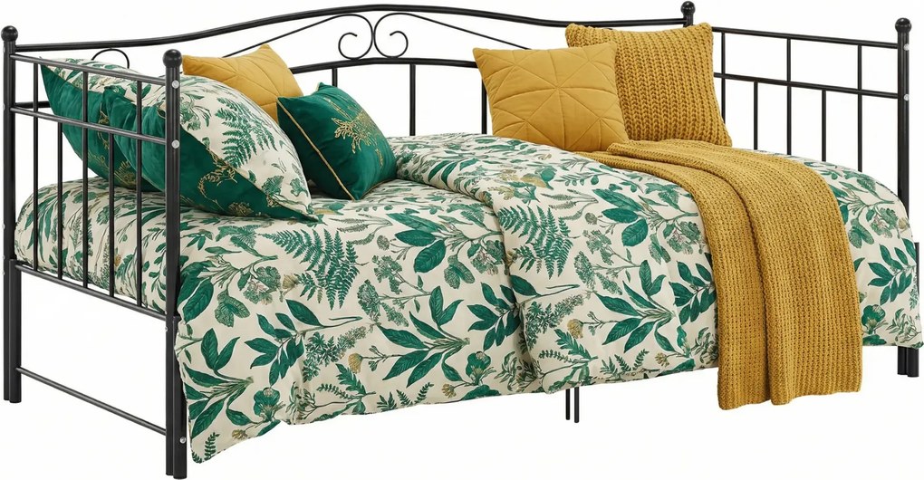 Czarne metalowe łóżko rozkładane 90x200 cm F5-E63