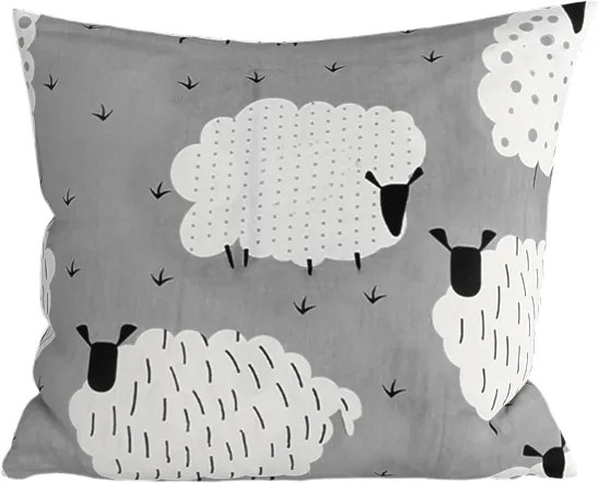 Bawełniana poszewka na poduszkę SHEEP POLY 45x45 cm, szara