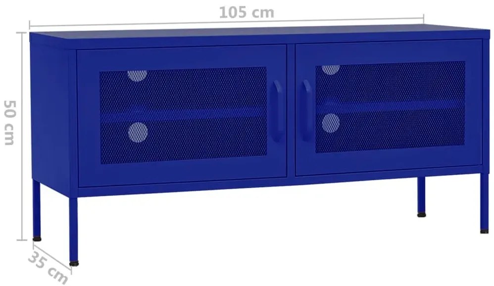 Niebieska stalowa szafka RTV na nóżkach E2-F10