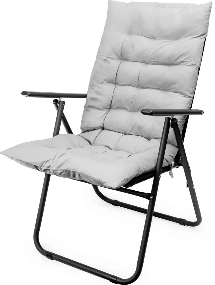 Składane krzesło kempingowe z materacem czarny/szary