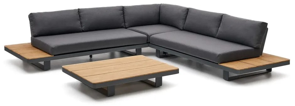 Ciemnoszary/w naturalnym kolorze aluminiowy zestaw mebli ogrodowych dla 5 osób Tosqueta – Kave Home