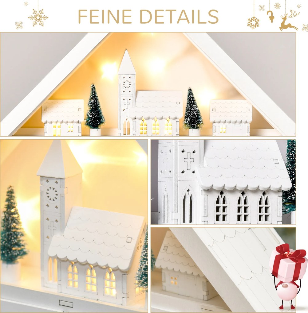 Kalendarz świąteczny 24 szufladki z oświetleniem LED, konstrukcja 2 w 1, MDF | Aosom PL