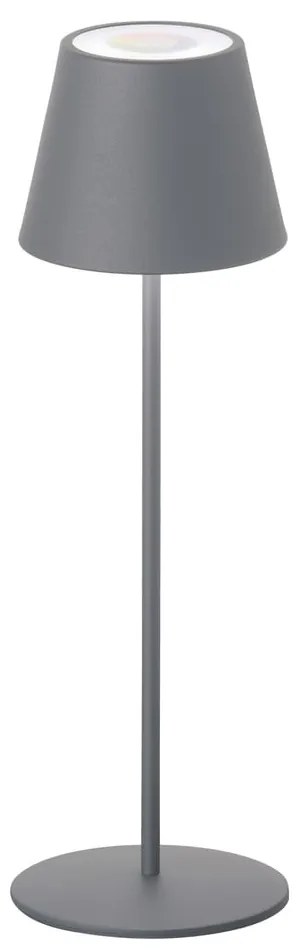 Szara lampa stołowa LED z metalowym kloszem, ściemniaczem i czujnikiem ruchu (wys. 38 cm) Consenza – Fischer &amp; Honsel