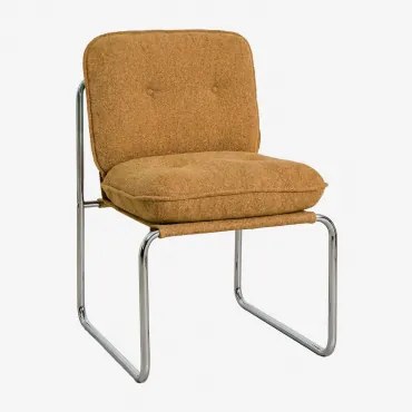 Zestaw 2 Tapicerowanych Krzeseł Jadalnianych Matilda Bouclé Miód Żółty - Sklum