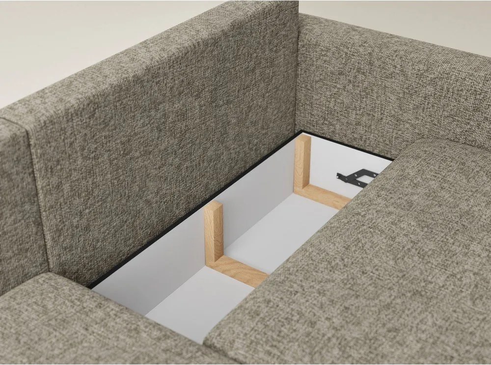 Brązowy rozkładany/ze schowkiem narożnik z tkaniny szenilowej (lewostronny/z szezlongiem) Leon – Maison de Rêve