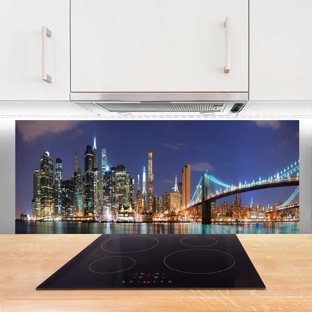 Panel Kuchenny Wieczorne Światła Nad Mostem